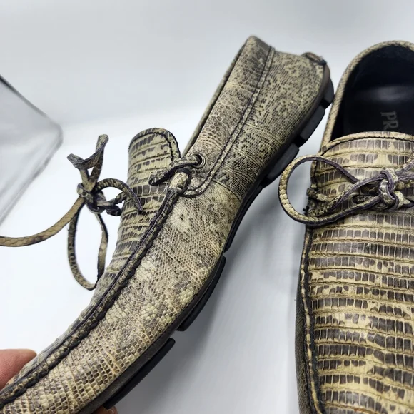 Prada Men's Textured Tan Loafers